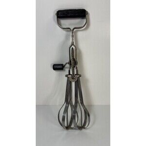 Vintage Androck Stainless Steel Black Egg Beater Hand Crank Mixer Works USA